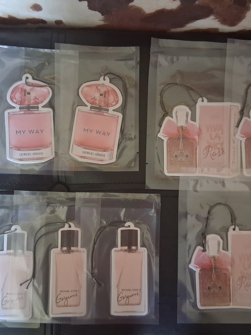 Perfume Bottle Air Freshener - Pink Bottles (Set Of 9)